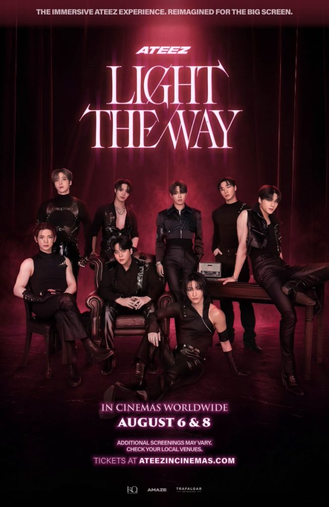 Publicidad sobre la presentación del concierto de ATEEZ Light The Way en cines
