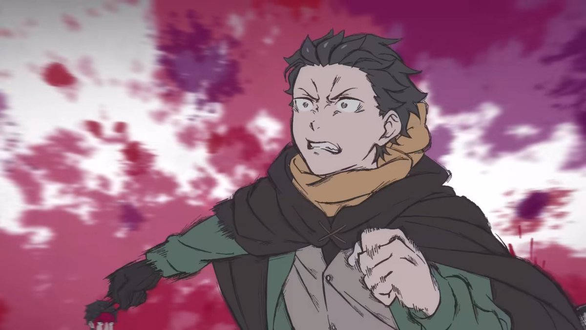 Subaru protagonista de Re:Zero corriendo con mucha aura.