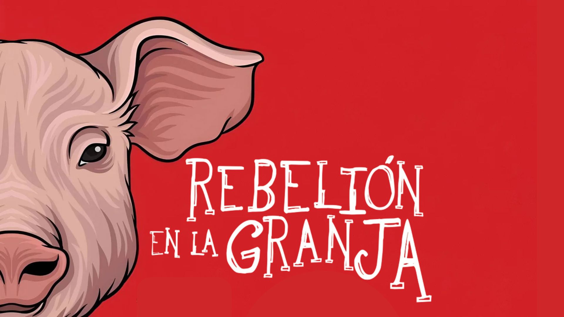 fondo rojo, con imagen de un cerdo y el titulo del libro, por Lía Yáñez