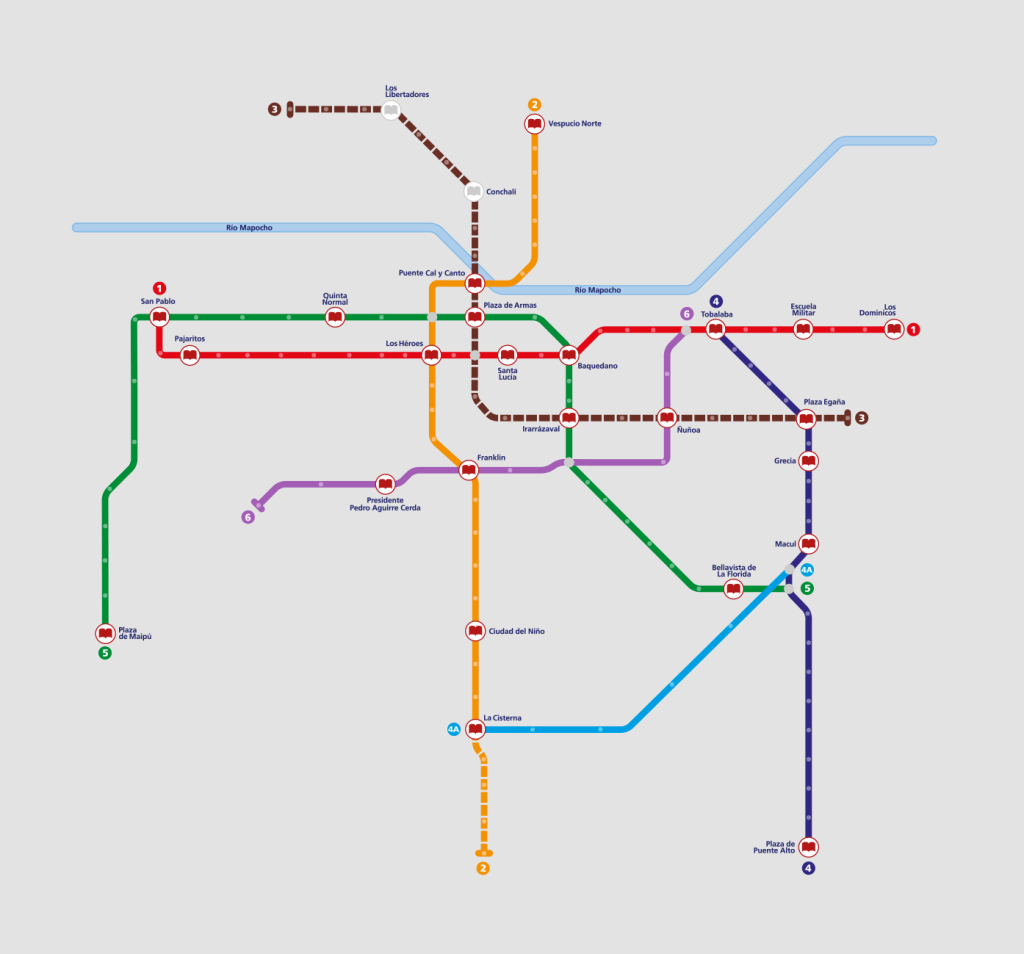 fotografía de mapa de puntos de Bibliometro, publicada por Bibliometro.cl