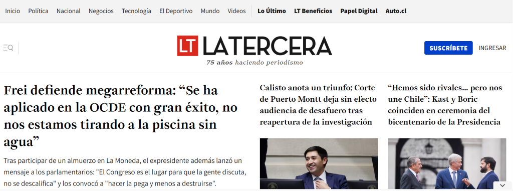 página web La Tercera
