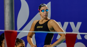 En esta imagen se ve a Kristel Kobrich enlos Juegos Bolivarianos de Perú.