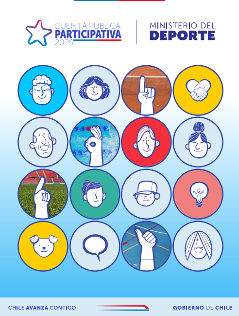 En esta imagen se ve la portada de la cuenta pública participativa del Ministerio del Deporte.
